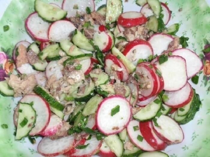Рыба редис огурец картофель салат