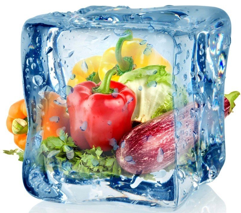 Овощи в кубике льда